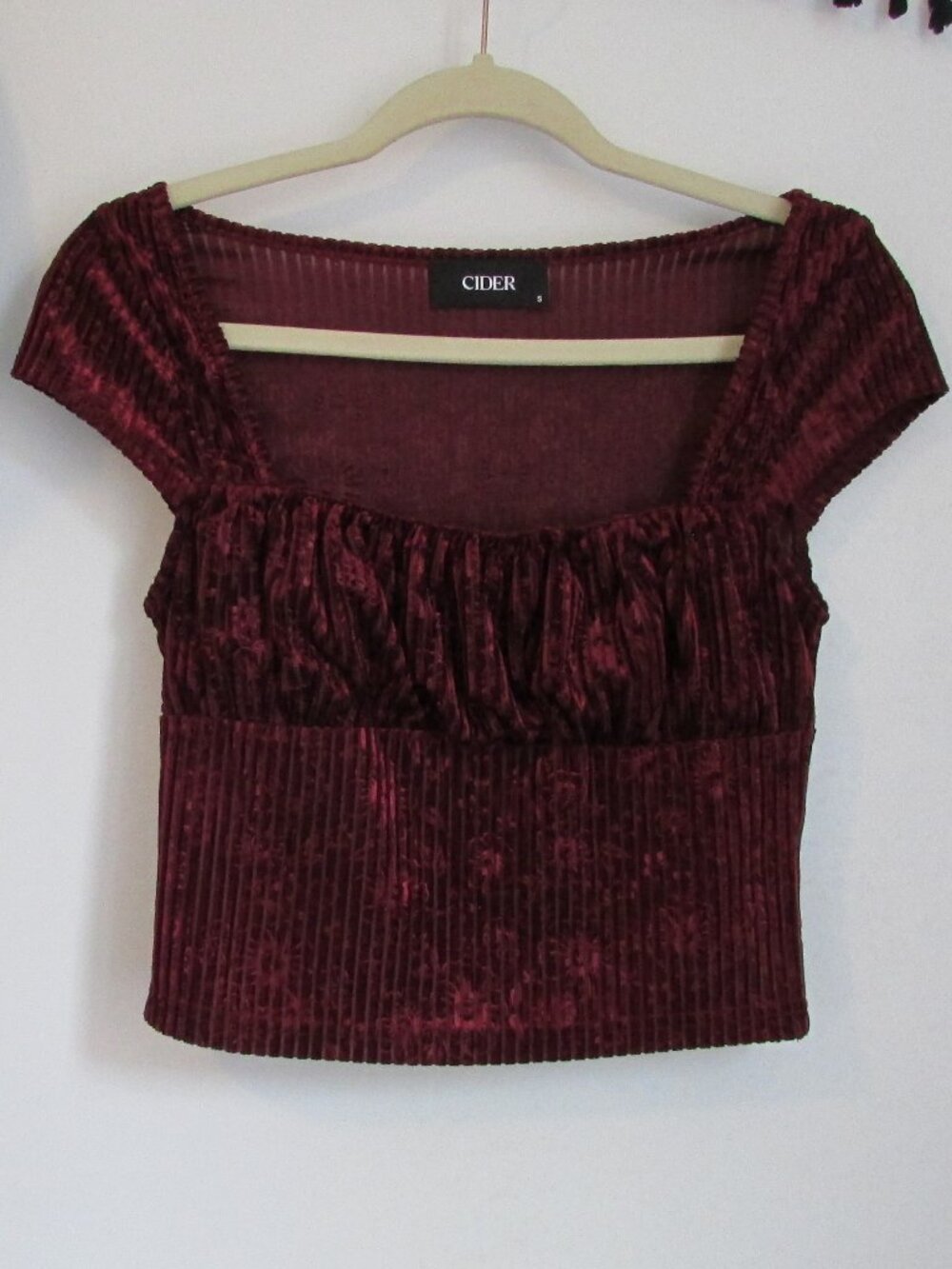 Cider Burgundy Scoop Neck Ruched Top
